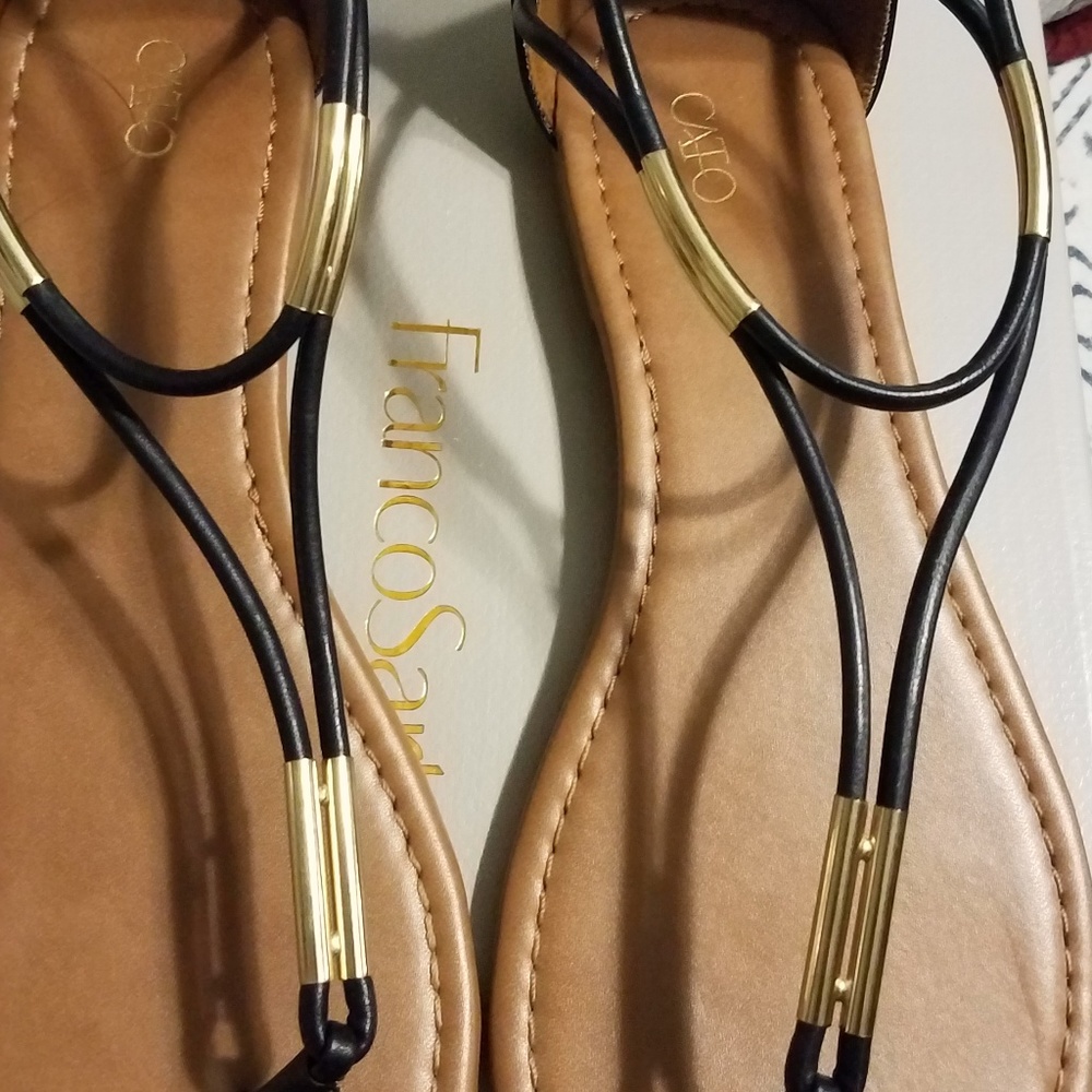 Navy/gold sandals